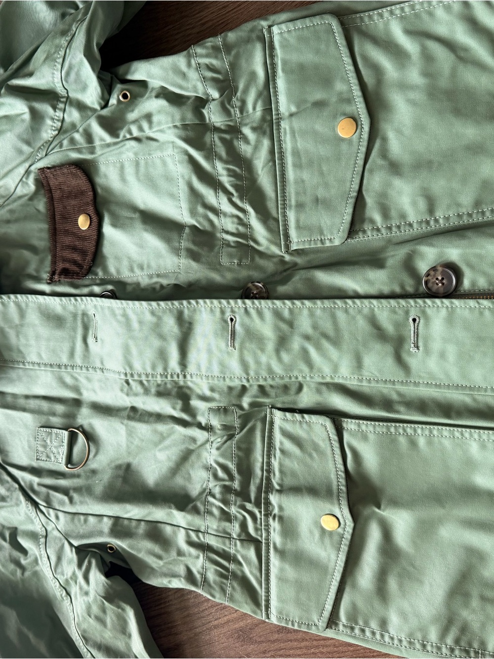 J. Crew Olive Green Utility Jacket with Brown Corduroy Collar - Picture 4 of 10